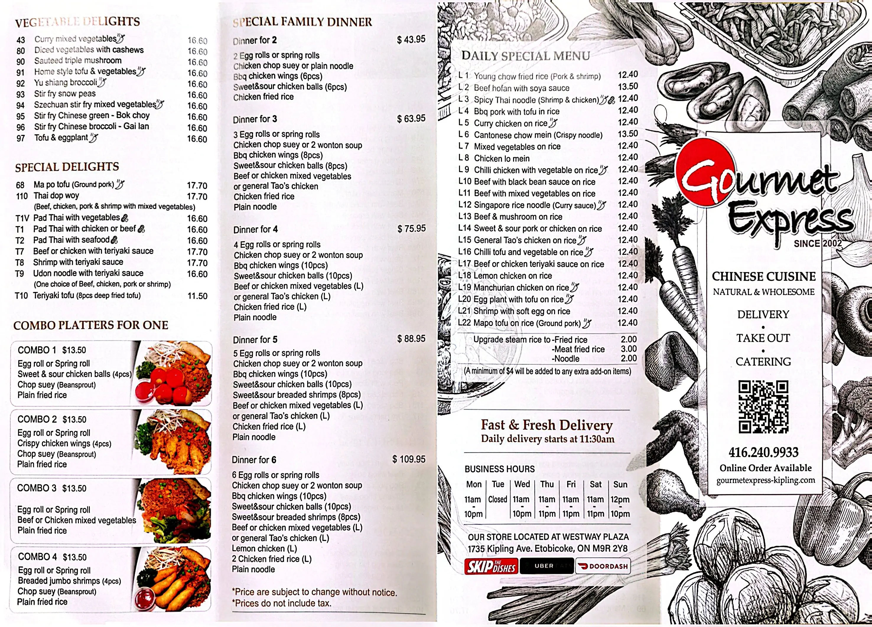 Gourmet Express Menu Page 2